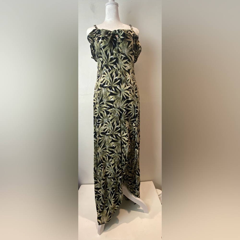 Volcom Womens Tropical Floral Beige Sleeveless Maxi Dress Size M/L